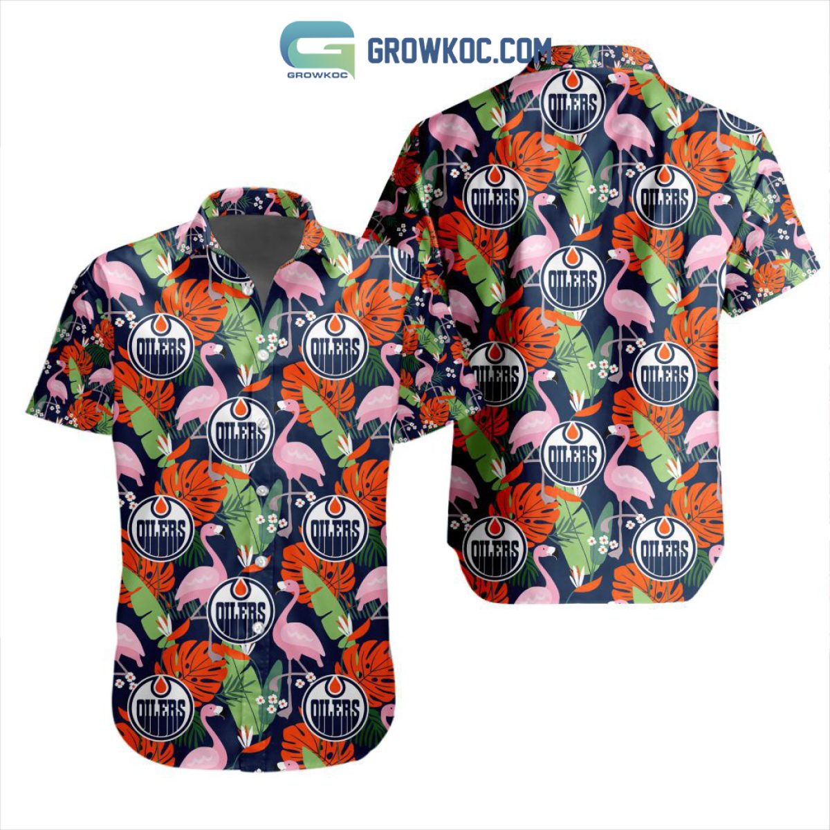 NHL Edmonton Oilers Flowers Hawaiian Design Button Shirt - Growkoc