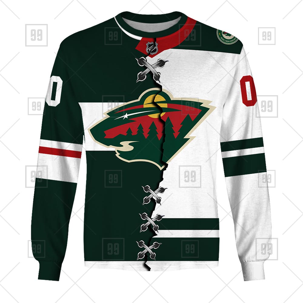 NHL Minnesota Wild Mix Jersey Custom Personalized Hoodie T Shirt