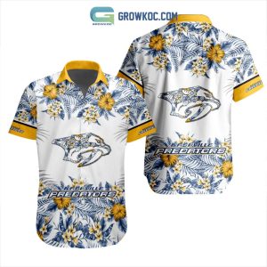 NHL Nashville Predators Flowers Hawaiian Design Button Shirt