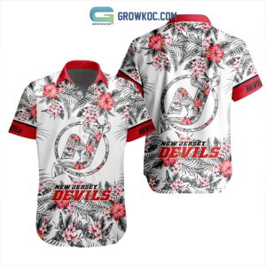 NHL New Jersey Devils Flowers Hawaiian Design Button Shirt