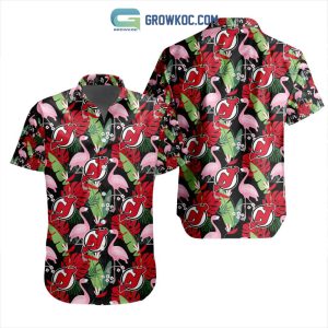 NHL New Jersey Devils Crane Hawaiian Design Button Shirt