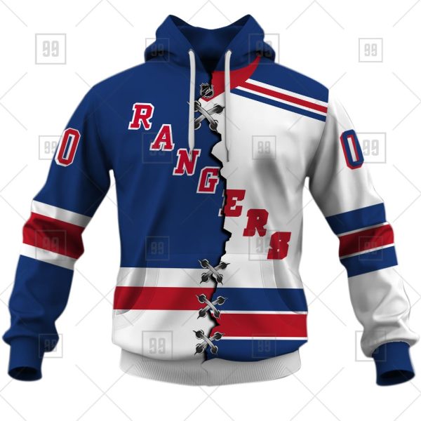 NHL New York Rangers Mix Jersey Custom Personalized Hoodie T Shirt Sweatshirt