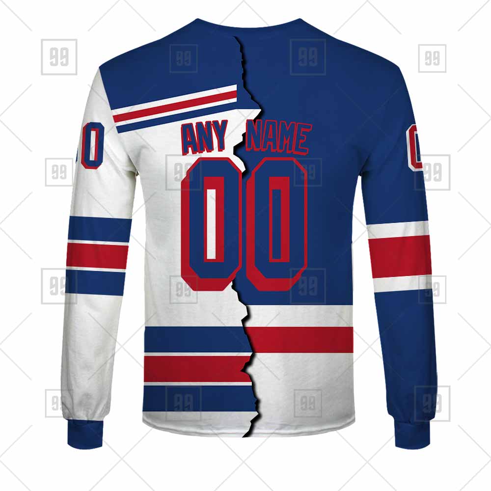 Custom Name Nhl New York Rangers White Baseball Jersey - Premium