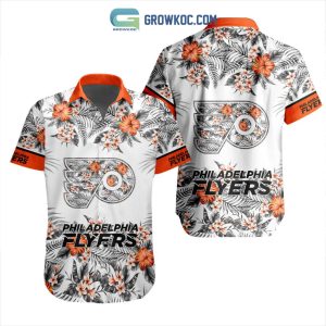 NHL Philadelphia Flyers Flowers Hawaiian Design Button Shirt