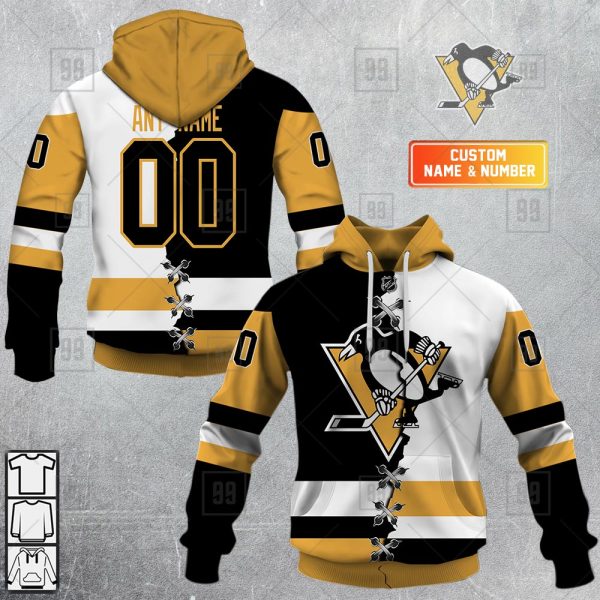 NHL Pittsburgh Penguins Mix Jersey Custom Personalized Hoodie T Shirt Sweatshirt