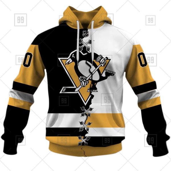 NHL Pittsburgh Penguins Mix Jersey Custom Personalized Hoodie T Shirt Sweatshirt