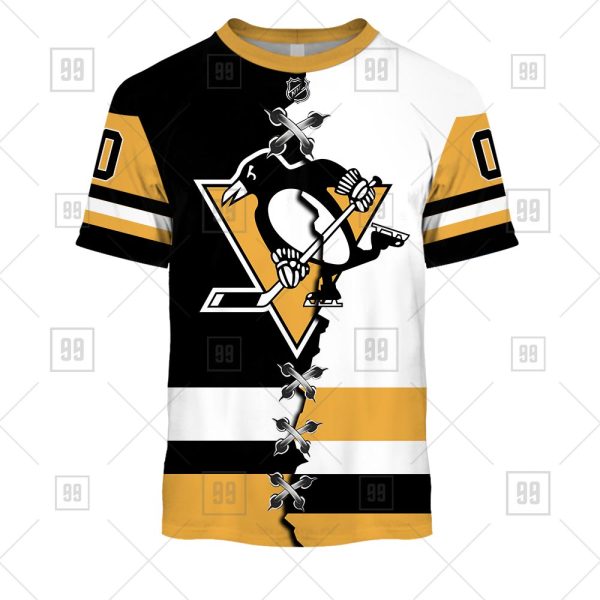 NHL Pittsburgh Penguins Mix Jersey Custom Personalized Hoodie T Shirt Sweatshirt