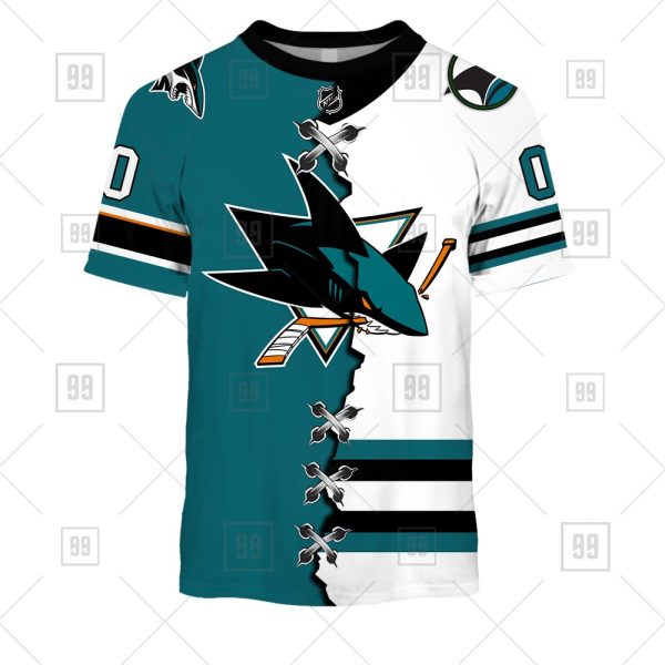 NHL San Jose Sharks Mix Jersey Custom Personalized Hoodie T Shirt Sweatshirt