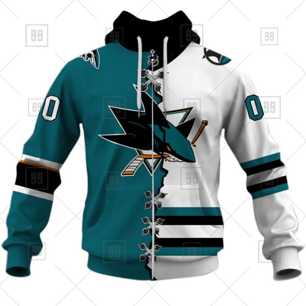 NHL San Jose Sharks Mix Jersey Custom Personalized Hoodie T Shirt Sweatshirt