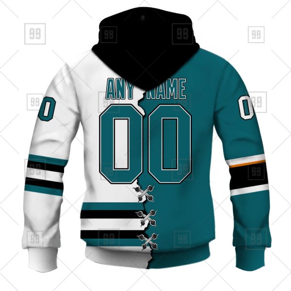NHL San Jose Sharks Mix Jersey Custom Personalized Hoodie T Shirt Sweatshirt
