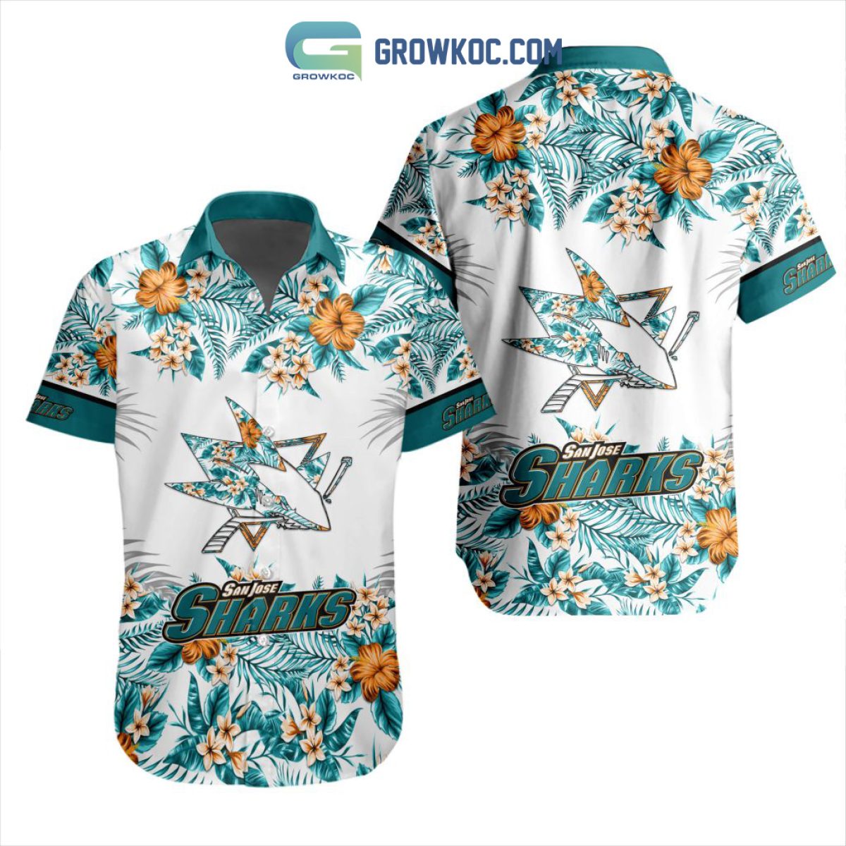 San Jose Sharks NHL Floral All Over Printed Hawaiian Shirt - Limotees