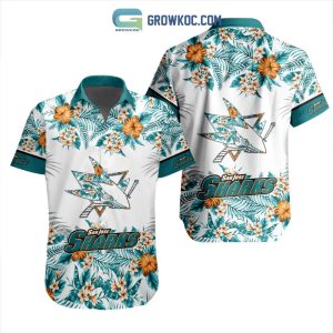 NHL San Jose Sharks Flowers Hawaiian Design Button Shirt