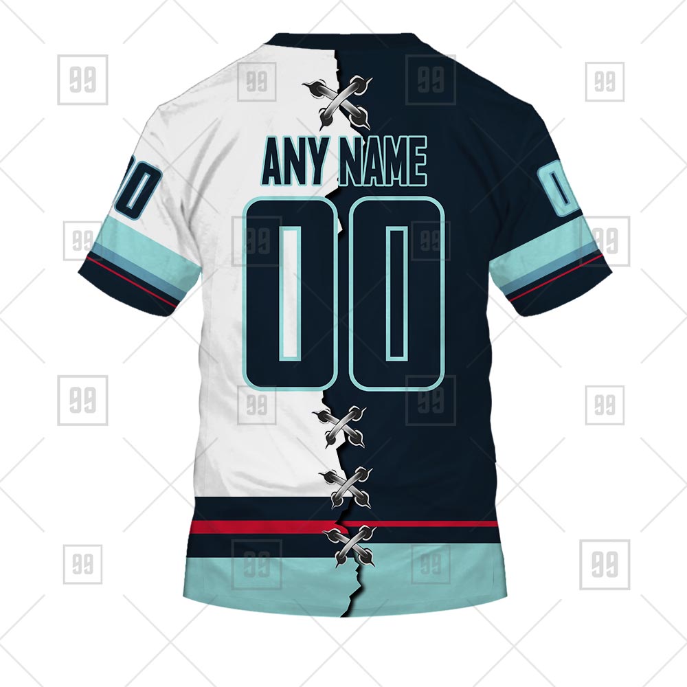 NHL Seattle Kraken Custom Name Number Away Jersey 2021 Pullover Hoodie