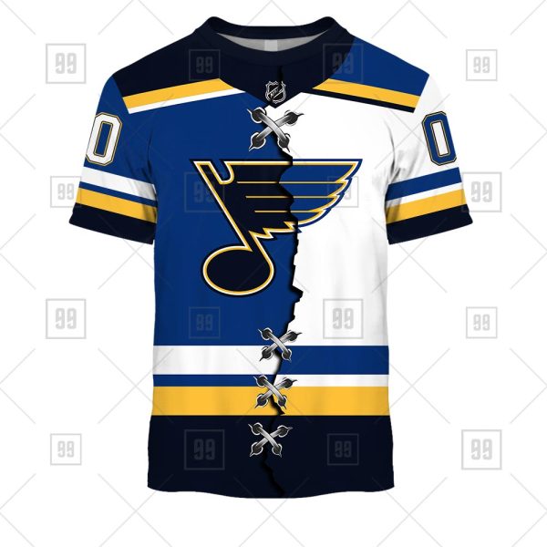 NHL St. Louis Blues Mix Jersey Custom Personalized Hoodie T Shirt Sweatshirt