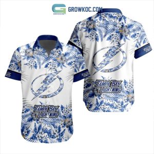 NHL Tampa Bay Lightning Flowers Hawaiian Design Button Shirt