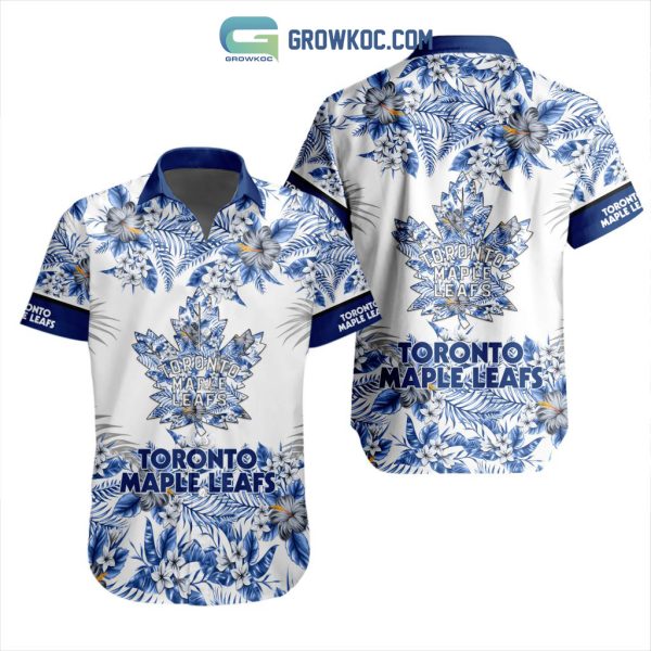 NHL Toronto Maple Leafs Flowers Hawaiian Design Button Shirt
