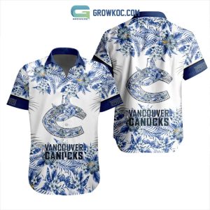 NHL Vancouver Canucks  Flowers Hawaiian Design Button Shirt