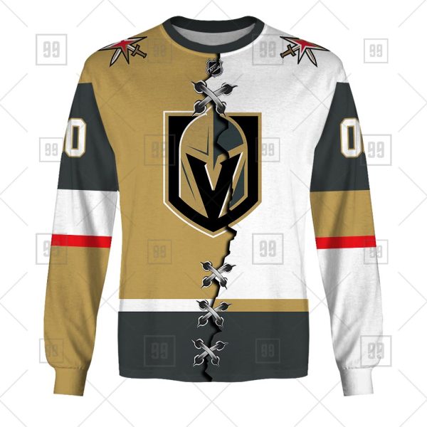 NHL Vegas Golden Knights Mix Jersey Custom Personalized Hoodie T Shirt Sweatshirt