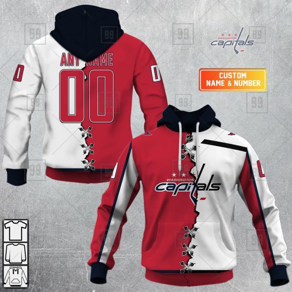 NHL Washington Capitals Mix Jersey Custom Personalized Hoodie T Shirt Sweatshirt