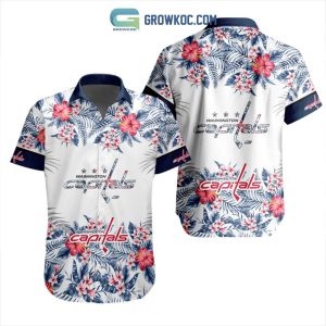 NHL Washington Capitals Flowers Hawaiian Design Button Shirt