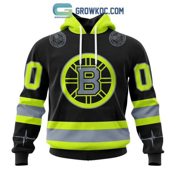 NHL Boston Bruins Personalized Special Unisex Kits With FireFighter Uniforms Color Hoodie T-Shirt