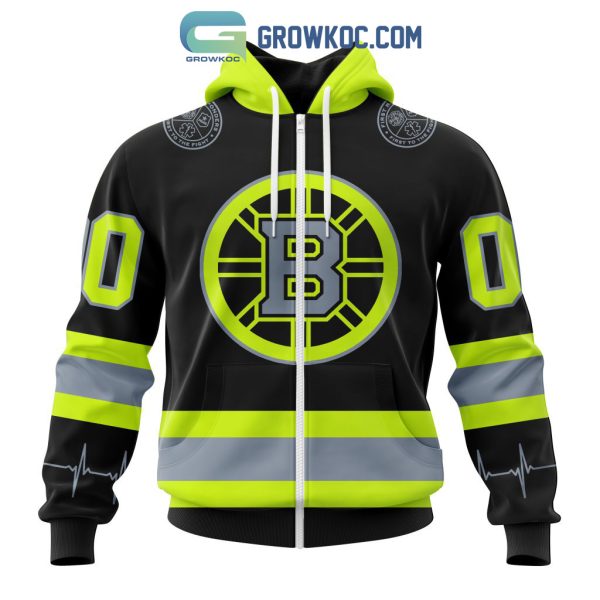 NHL Boston Bruins Personalized Special Unisex Kits With FireFighter Uniforms Color Hoodie T-Shirt