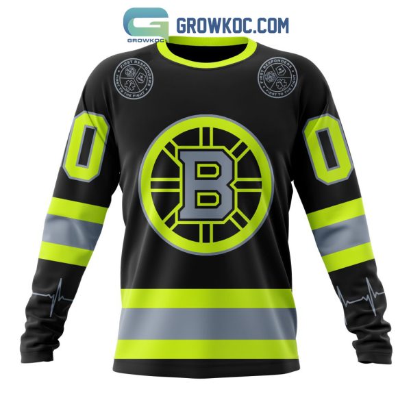 NHL Boston Bruins Personalized Special Unisex Kits With FireFighter Uniforms Color Hoodie T-Shirt