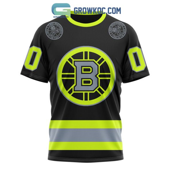 NHL Boston Bruins Personalized Special Unisex Kits With FireFighter Uniforms Color Hoodie T-Shirt