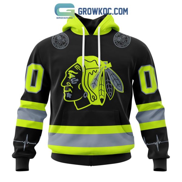 NHL Chicago BlackHawks Personalized Special Unisex Kits With FireFighter Uniforms Color Hoodie T-Shirt