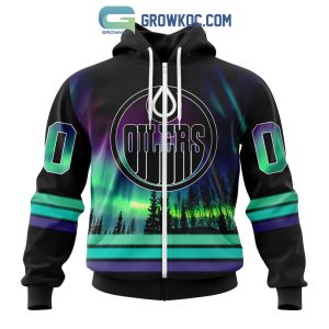 NHL Edmonton Oilers Personalized Special Design With Northern Lights Hoodie t-Shirt