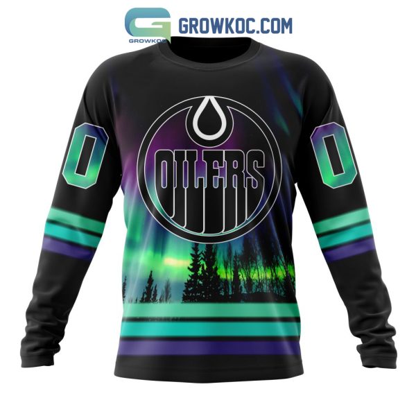 NHL Edmonton Oilers Personalized Special Design With Northern Lights Hoodie t-Shirt