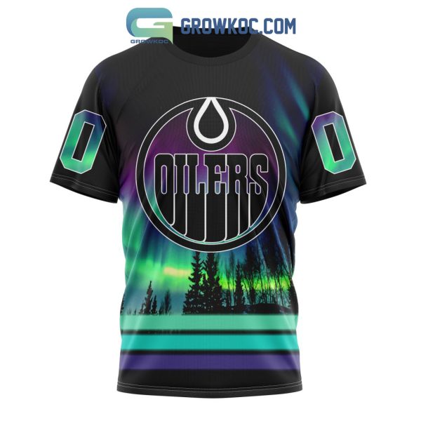 NHL Edmonton Oilers Personalized Special Design With Northern Lights Hoodie t-Shirt