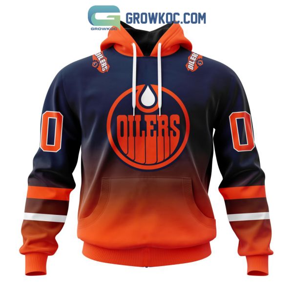 NHL Edmonton Oilers Personalized Special Retro Gradient Design Hoodie T-Shirt