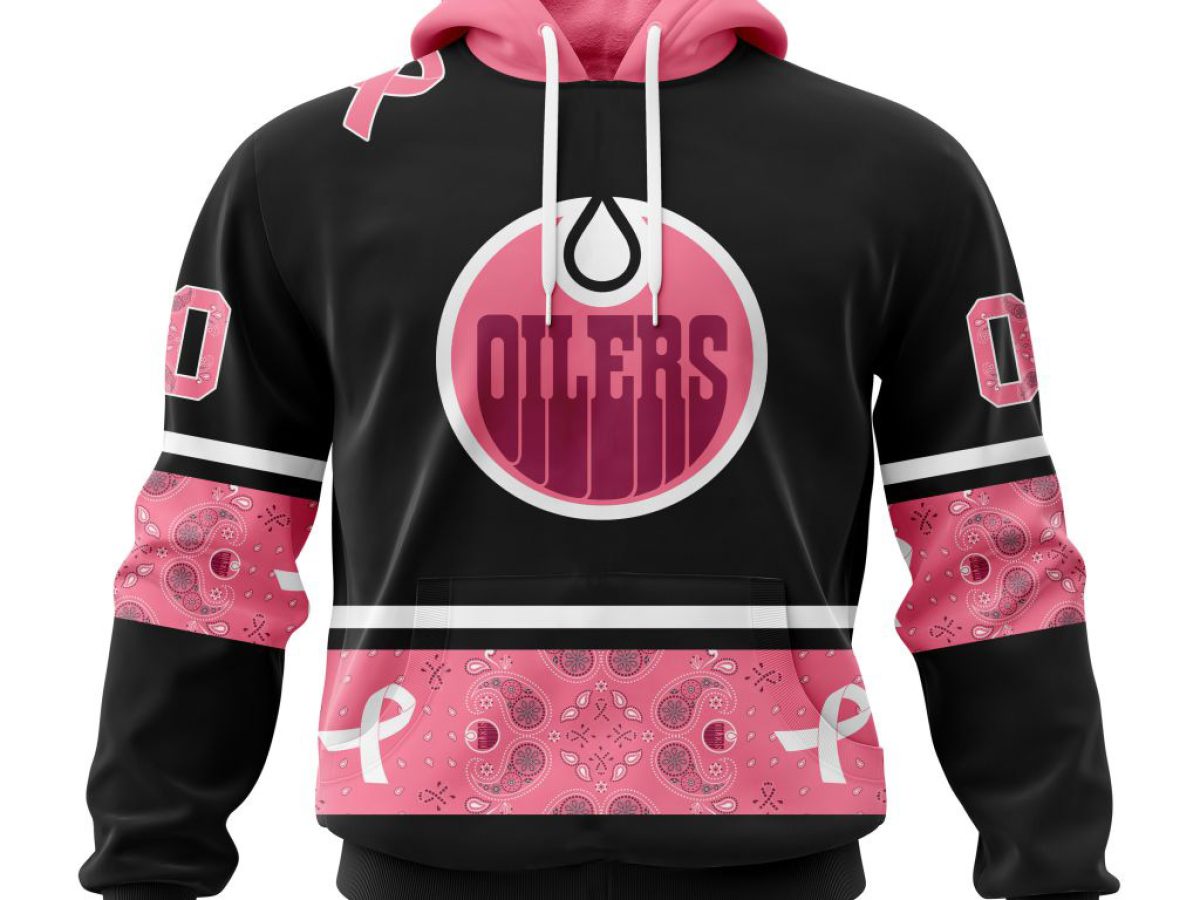 Personalized NHL Edmonton Oilers Special Pink Fight Breast Cancer Design  Hoodie - Torunstyle