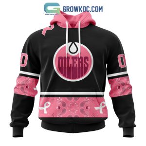 NHL Edmonton Oilers Personalized Specialized We Wear Pink Breast Cancer Design Hoodie T-Shirt