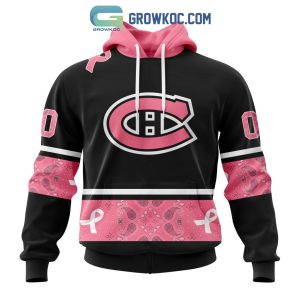 NHL Montreal Canadiens Personalized Design Paisley We Wear Pink Breast Cancer Hoodie T-Shirt