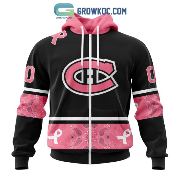 NHL Montreal Canadiens Personalized Design Paisley We Wear Pink Breast Cancer Hoodie T-Shirt