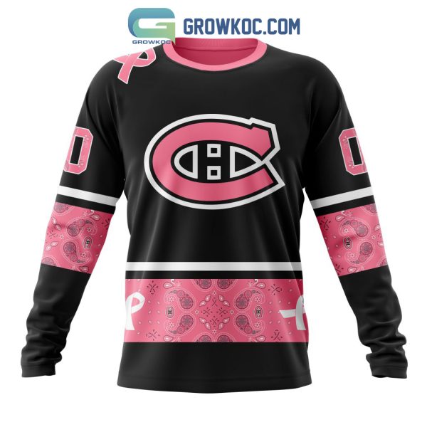 NHL Montreal Canadiens Personalized Design Paisley We Wear Pink Breast Cancer Hoodie T-Shirt