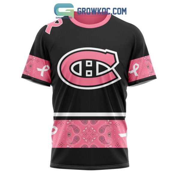 NHL Montreal Canadiens Personalized Design Paisley We Wear Pink Breast Cancer Hoodie T-Shirt