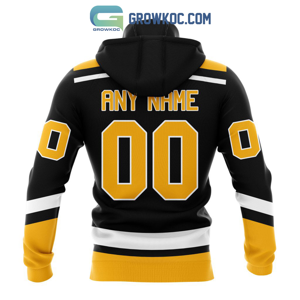 CustomCat Pittsburgh Penguins Robo Penguin Retro NHL Crewneck Sweatshirt Black / 3XL