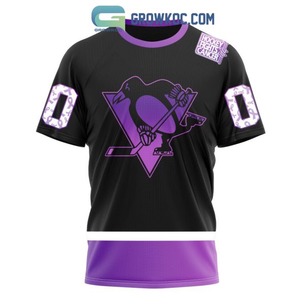 NHL Pittsburgh Penguins Personalized Black Hockey Fights Cancer Kits Hoodie T-Shirt