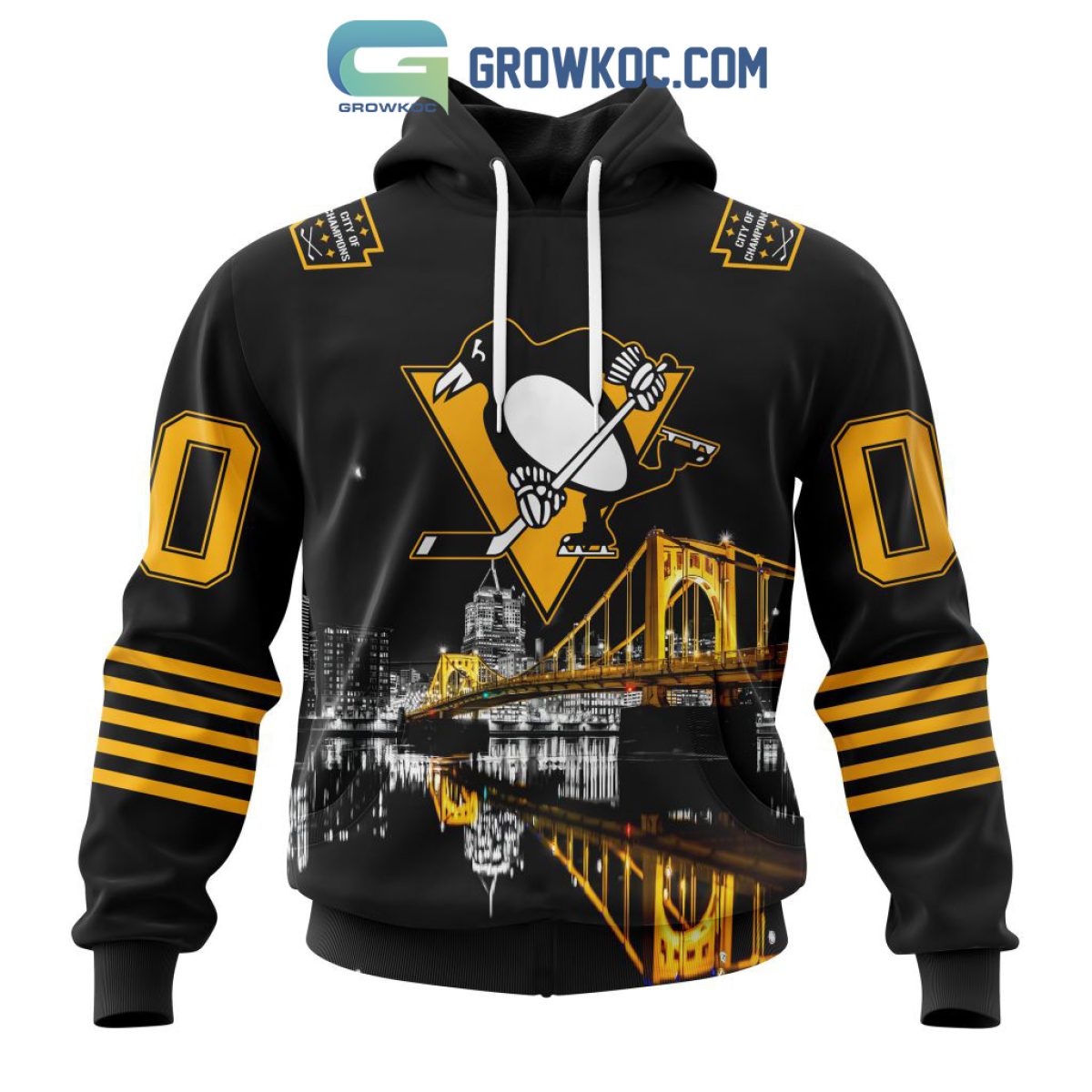 NHL Pittsburgh Penguins Personalized Special Retro Gradient Design Hoodie T- Shirt - Growkoc