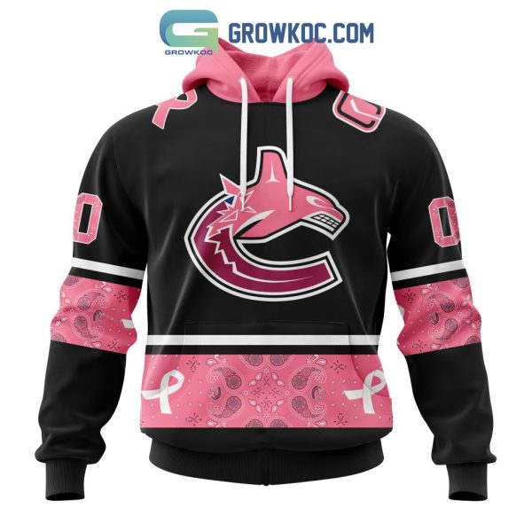 NHL Vancouver Canucks Personalized Design Paisley We Wear Pink Breast Cancer Hoodie T-Shirt