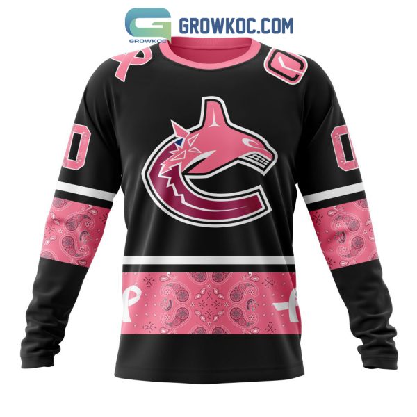 NHL Vancouver Canucks Personalized Design Paisley We Wear Pink Breast Cancer Hoodie T-Shirt