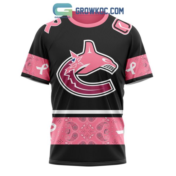 NHL Vancouver Canucks Personalized Design Paisley We Wear Pink Breast Cancer Hoodie T-Shirt