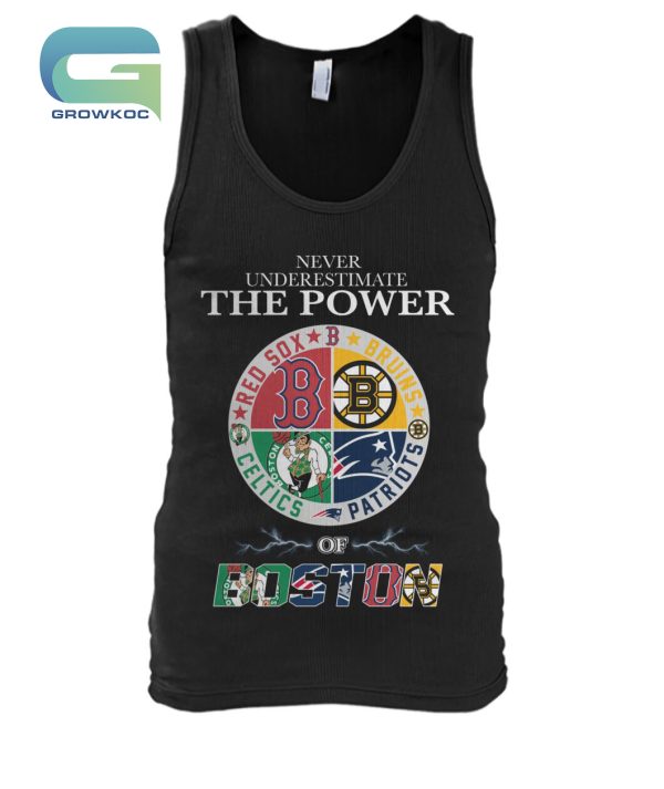 Never Underestimate The Power Of Boston Celtics Bruins Red Sox and Patriots T-Shirt
