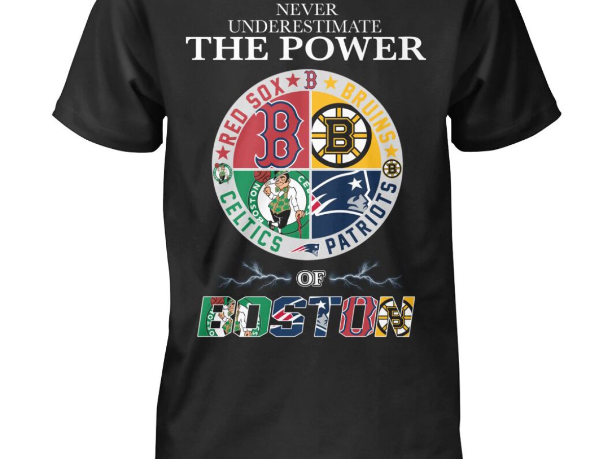 Boston Sports Teams Celtics Patriots Red Sox Bruins Black T-shirt Size L