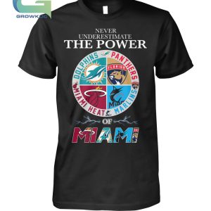 Never Underestimate The Power Of Mimami Heat Panthers Dolphins And Marlins T-Shirt
