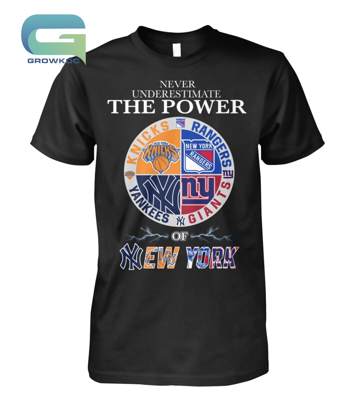 Never Underestimate The Power Of New York Knicks Rangers Yankees and Giants  T-Shirt - Growkoc