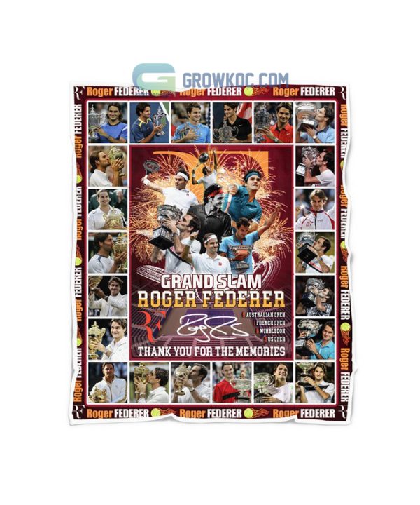 Roger Federer Grand Slam Thank You For The Memories Fleece Blanket, Quilt